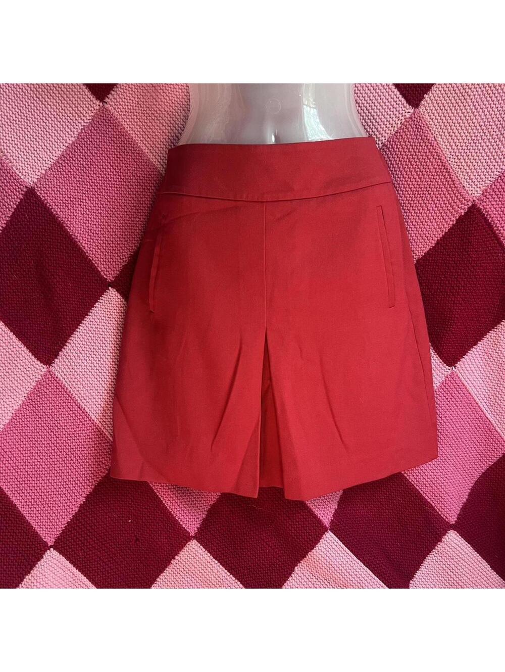 Red pleated a line skirt